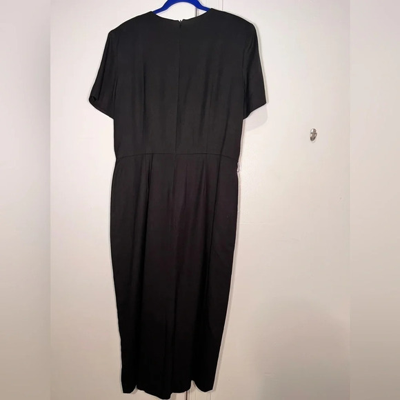 Talbots,14, maxi, Linen Viscose faux button front seam bias, short sleeve dress - Picture 2 of 6